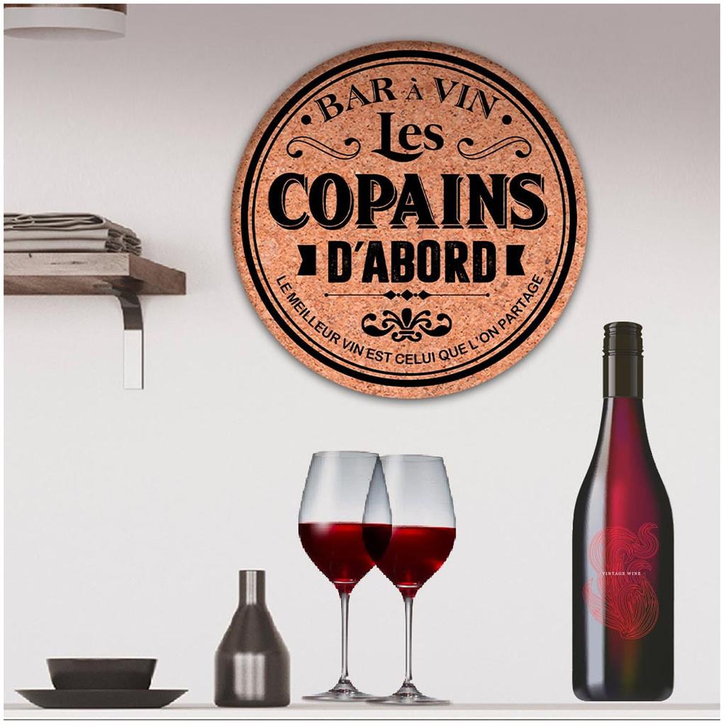 Les Trésors De Lily [A3790] - Деревянная пробковая табличка «Les Copains d'abord» (винный бар) - 28 см