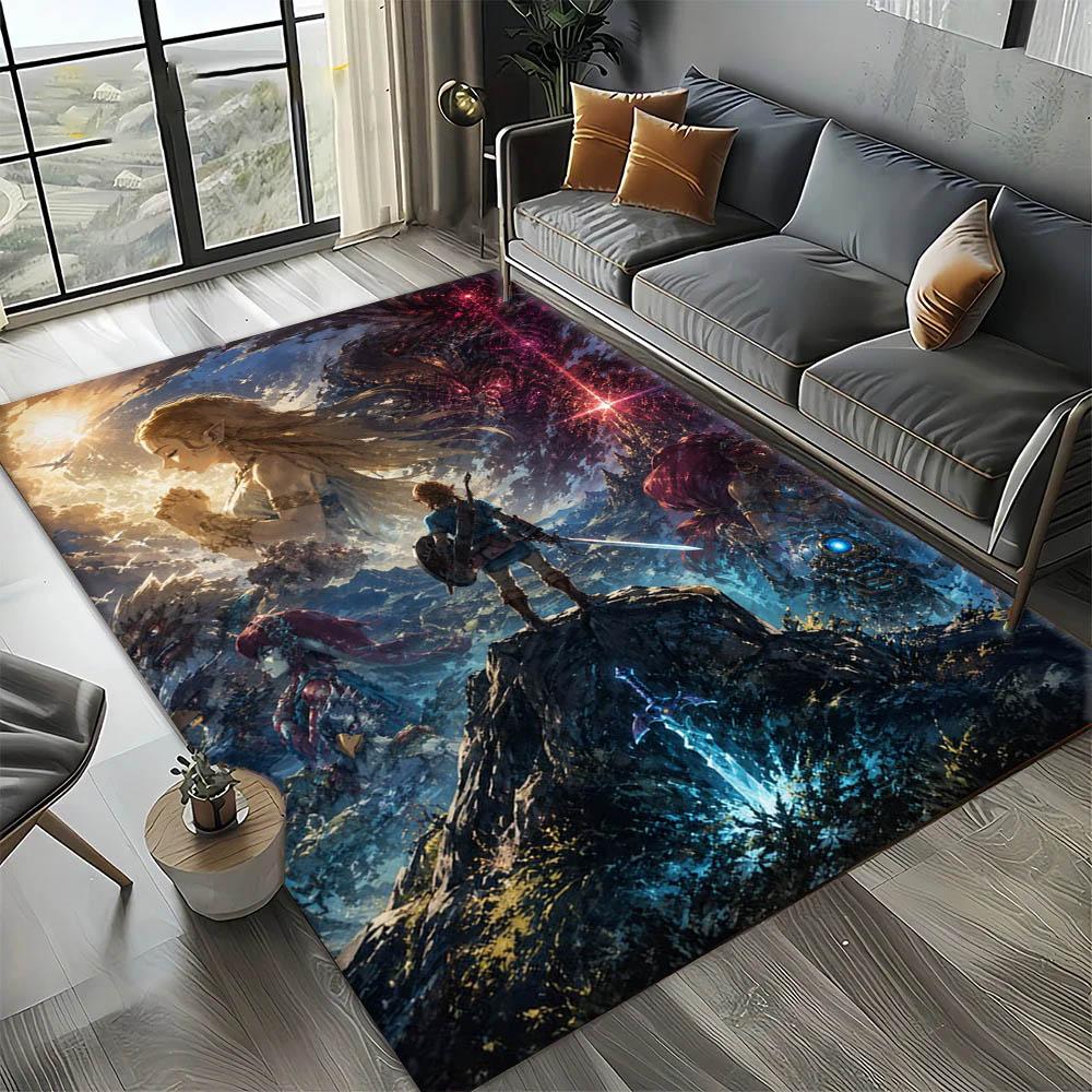 Classic Cartoon Z-Zeldas Game 3D Carpet Rug Art for Room Decor Home Kitchen Bedroom Sofa Gift Kids Area Rug Non-slip Floor Mat