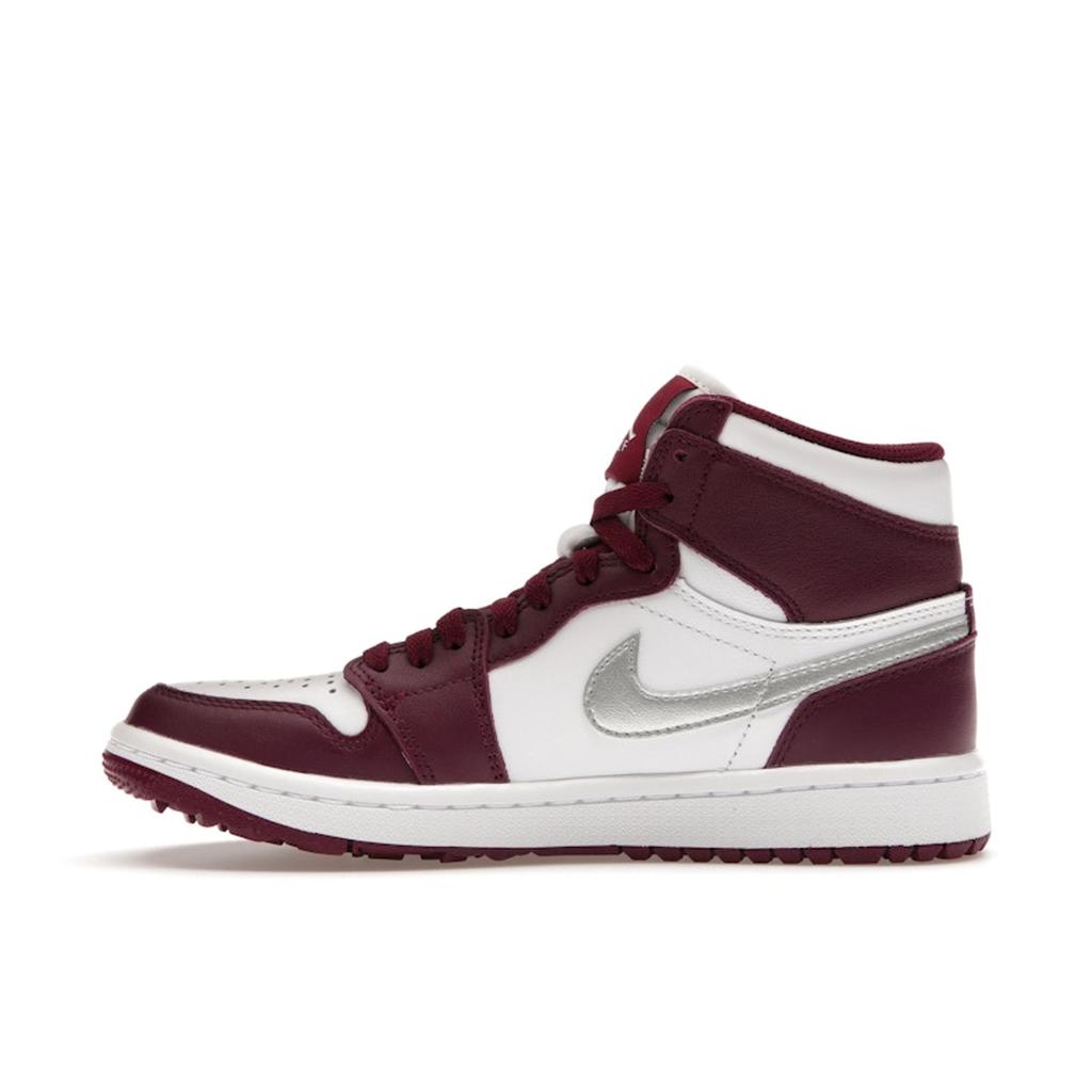 Кроссовки Air Jordan 1 High Golf Bordeaux Unisex Red White Metallic-Silver DQ0660-103