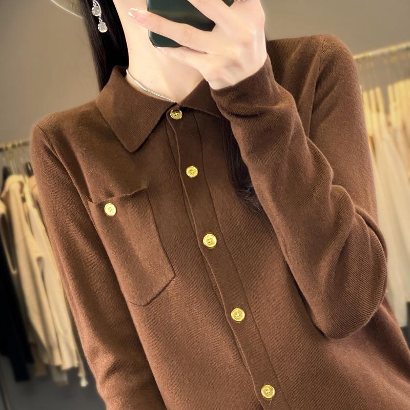 YYFS Женская мода, повседневный однотонный принт, осень-зима, свободные свитера с длинными рукавами и воротником-поло