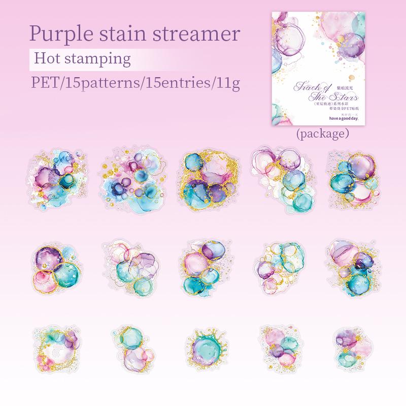 15 листов/пакет ПЭТ Наклейки с тиснением фольгой, не размазывающиеся, Пакет материалов для блокнота, Нарезанные пленочные наклейки, Пакет для украшения блокнота, чехла для телефона