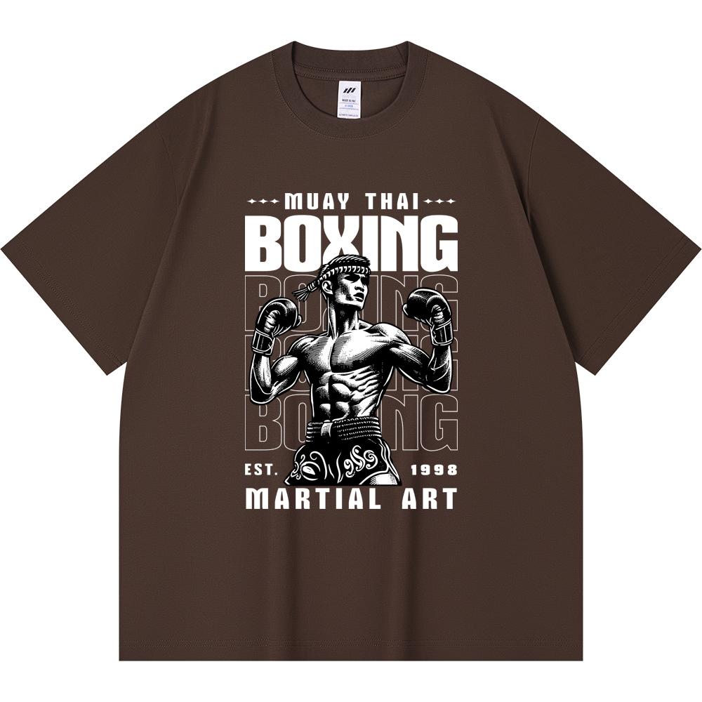Футболка из 100% хлопка плотностью 230 г/м2 с принтом тайского бокса, забавная футболка из чесаного хлопка в стиле Харадзюку
