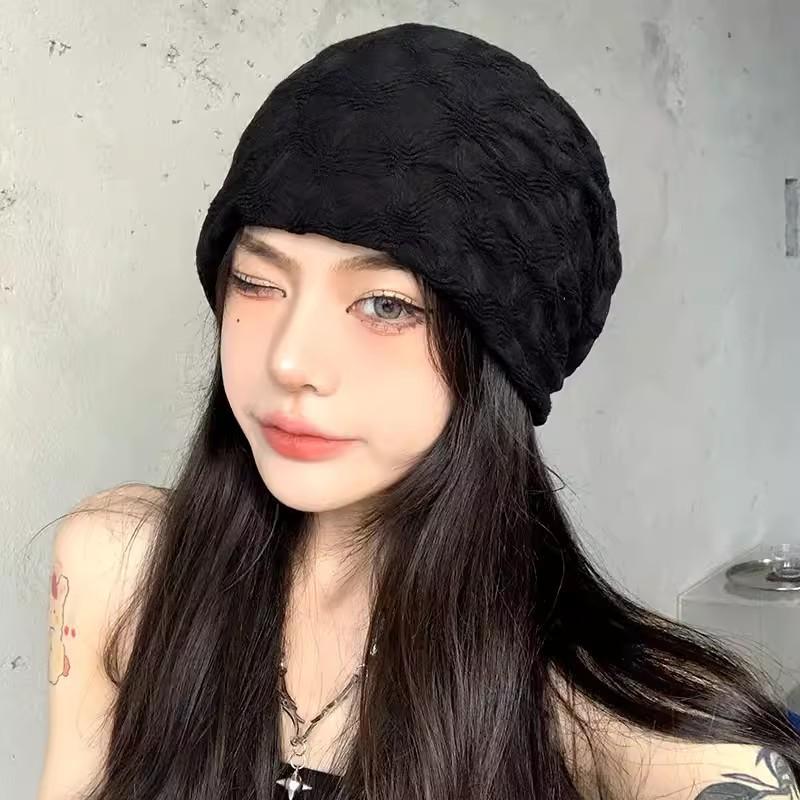 Big head circumference Internet celebrity headscarf hat retro elastic stacking hat women's spring and autumn loose headgear versatile cold hat tide