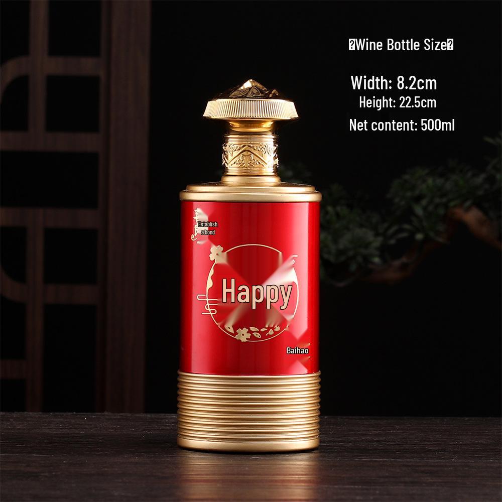Wedding Banquet Baijiu Bottle with Cap - 500ml Sealed Homebrewed Grain Wine Bottle.