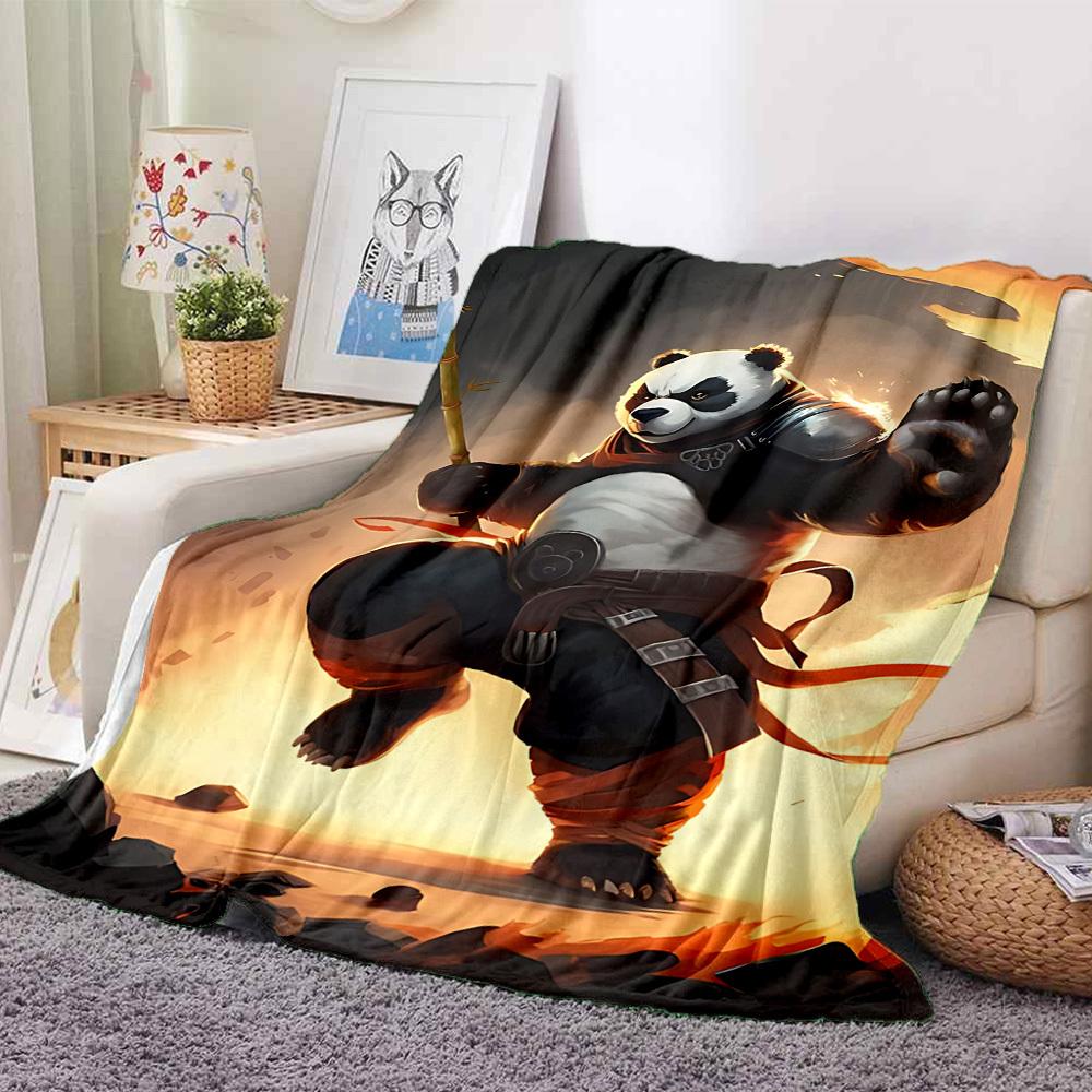 1PC Panda Warrior Blanket, Throw For Sofa, Bed, Travel, Camping, Livingroom, And Bed, Printing Blanket With Soft And Warm Fabric yy250918151