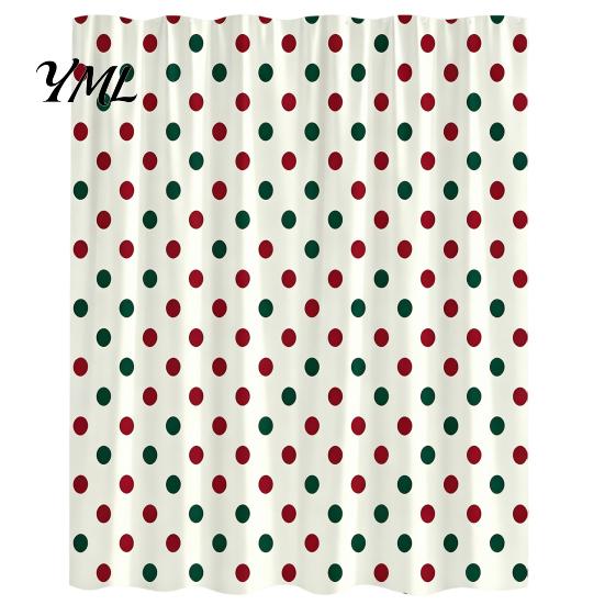 Modern Retro Style Bath Drapes Polka Dot Shower Curtain with Hooks, Waterproof Fabric Bathroom Curtain, Easy Install Curtains for Home Bathtub Decor,