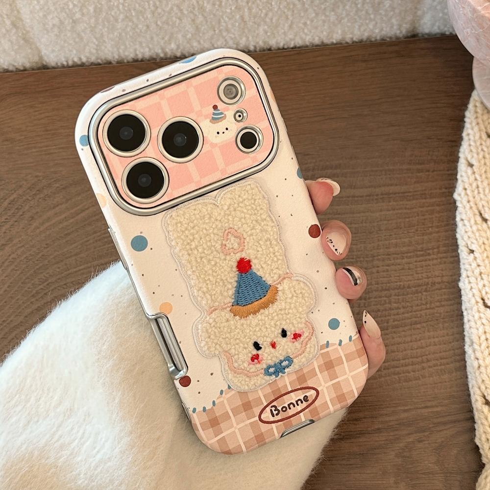 Подходит для Осени и Зимы Чехол для Мобильного Телефона Iphone17promax Apple 16 15 Плюшевые Мультяшные Животные 13 Кожаный Чехол для Мобильного Телефона