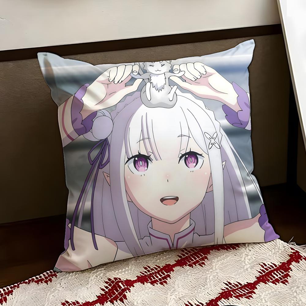 RReZero anime Cushion Cover Reversible Soft Durable Pillow Cover Home Car MultiScene Use for Daily Comfort