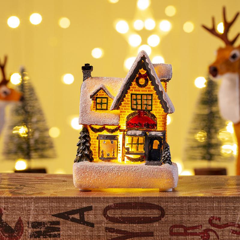 Glowing Christmas Cabin House with Led Lights Christmas Story Village Houses Festival Ornament Christmas Atmospheres Ornament
