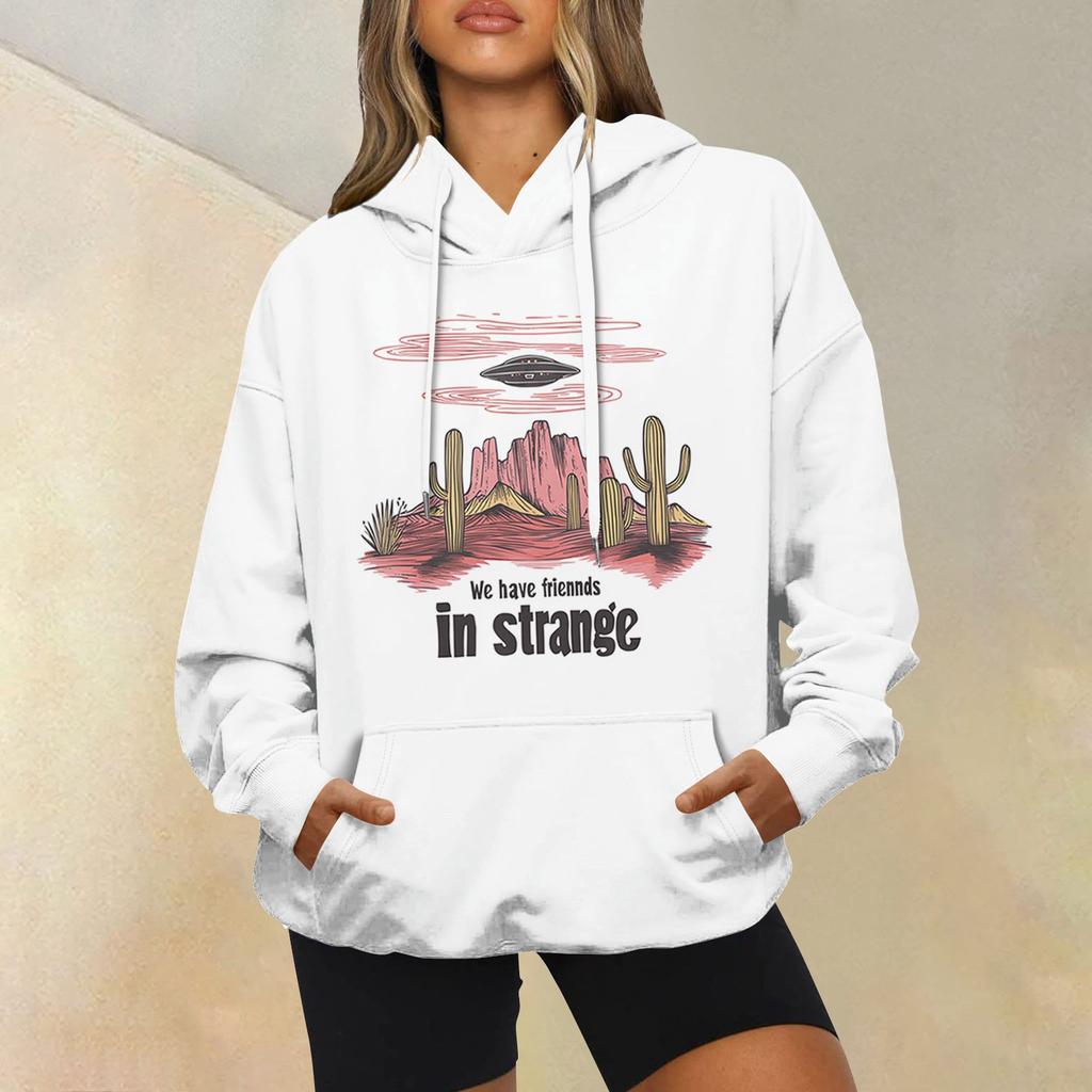 Women's Fashion Casual Long Sleeve Hooded Printed Sweatshirt