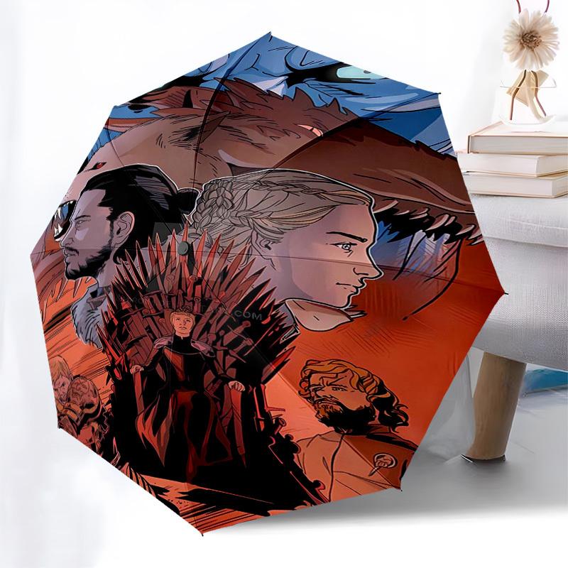 Winterfell, Iron Throne Themed Automatic Opening and Closing Umbrella, Compact Travel Umbrella, Lightweight and Portable, Suitable for Beach