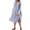 Women's Dresses Loose Casual Solid Color V-Neck Button Long Dresses