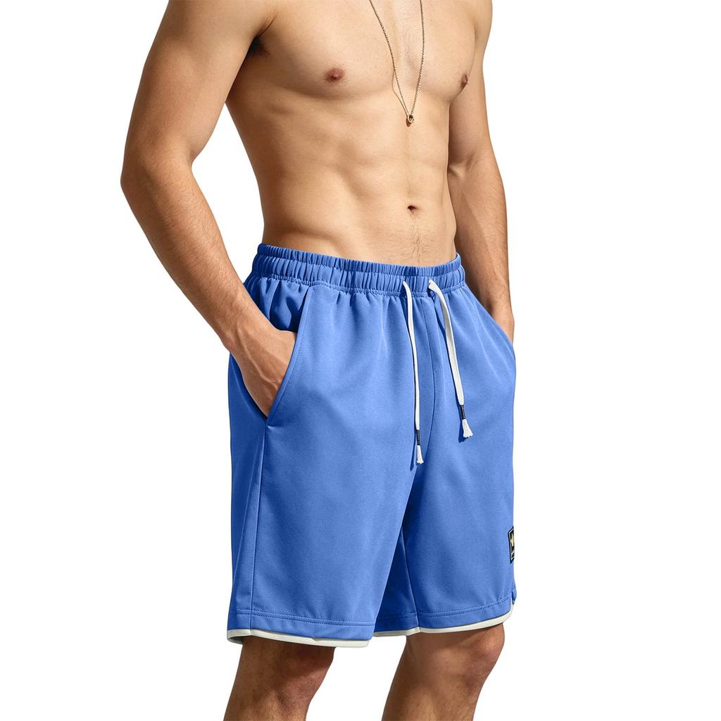 Men’s Loose Fit Outdoor Sports Quick Dry Shorts with Drawstring Waist and Letter Print for Summer Activities