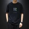 Летняя мужская тонкая футболка с короткими рукавами и круглым вырезом, трендовая рубашка с верхом из чесаного хлопка, футболка с принтом буквы R