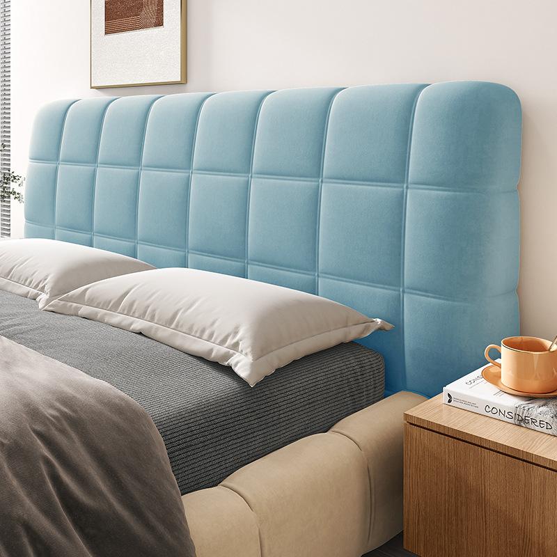 Утолщенный бархатный плюшевый стеганый чехол на изголовье кровати, роскошный однотонный чехол для кровати размера «queen-size», фланелевый универсальный чехол на изголовье кровати