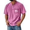 Мужская летняя футболка с круглым вырезом и коротким рукавом, универсальная повседневная рубашка на пуговицах