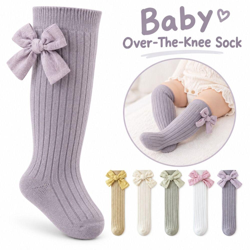Big Bow Long Tube Socks High Elasticity Children'S Socks Cute Baby Over-The-Knee Socks For Girls