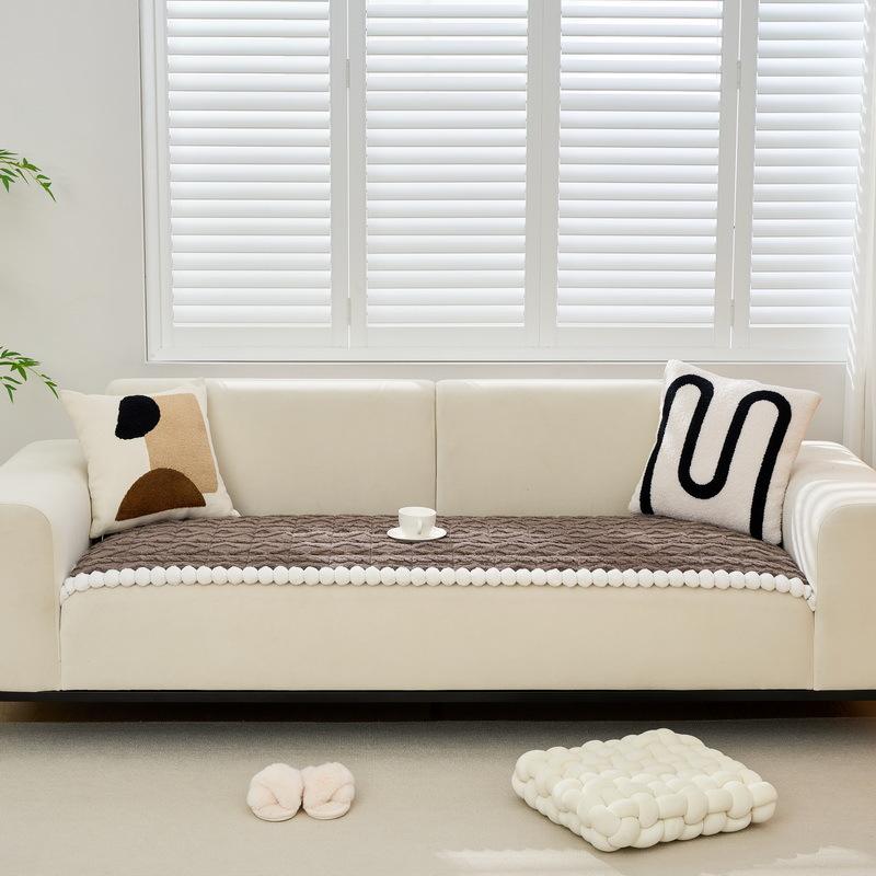 Премиальная цельная подушка для дивана Осенне-зимняя плюшевая подушка для сиденья Не теряет ворс, Тканевое полотенце-чехол для дивана Зимний новый чехол