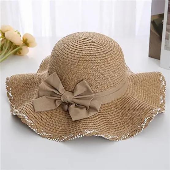 WTEMPO Wave Large Brim Straw Hats Women Versatile Bow Sunscreen Beach Seaside Casual Sun Hats