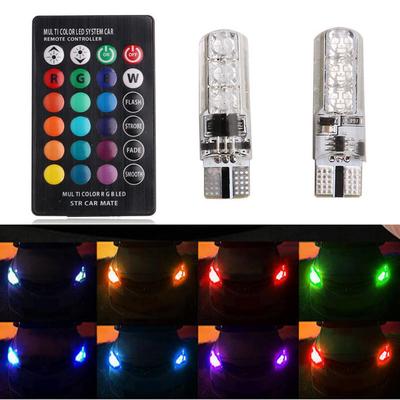 3 шт. T10 Автомобильная клиновидная боковая лампа-6SMD 5050 RGB 7 цветов светодиодная стробоскопическая вспышка с дистанционным управлением постоянного тока