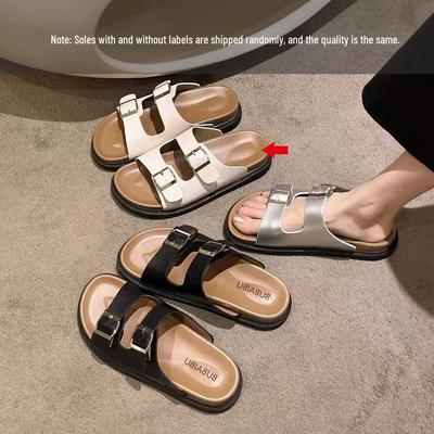 2025 Стильные женские сандалии в римском стиле с двойным ремешком на толстой подошве