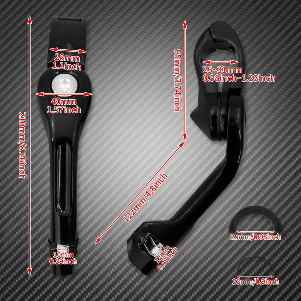 HDBUBALUS Мотоциклетные 1 Шоссейные подножки Универсальные регулируемые шоссейные подножки с длинным угловым креплением для подножек для Harley Road Street и черное крепление 1/4",