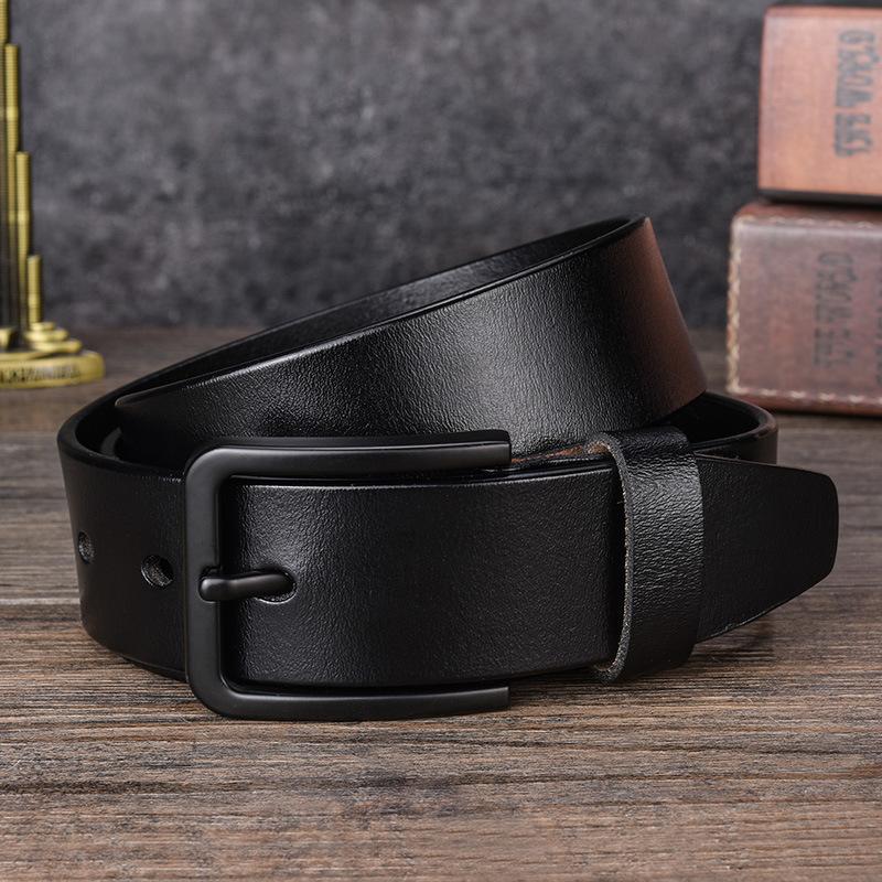 Men'S Leather Pin Buckle Belt Cowhide Belt Antique Casual Pants Belt