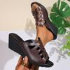 Fashion Plus Size 2025 Summer Open Toe Women's Slippers Retro Round Toe Hollow Out Wedges Sandals Outdoor Daily Office Casual Slippers