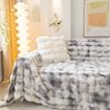 1PC Tie-Dye Colorful Bubble Imitation Rabbit Fur Plush Sofa Towel Suitable for Living & Bedding Room Thicken Warm Blanket