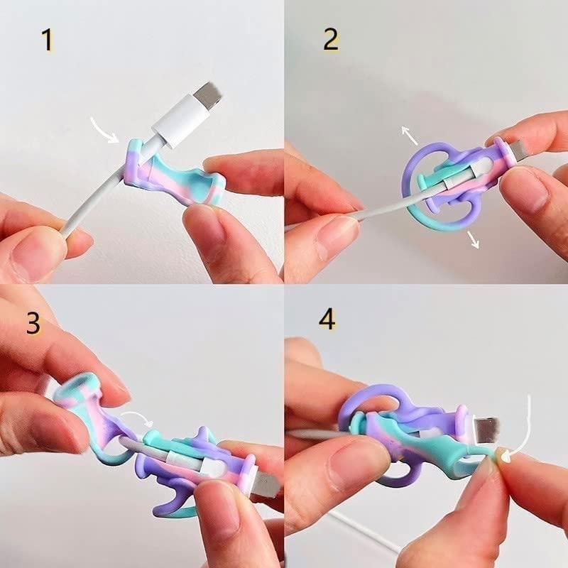 2 в 1 Защитное устройство для хранения кабеля для передачи данных, симпатичная силиконовая намотка кабеля для зарядки, средство для хранения кабеля для передачи данных с защитой от излома, зарядное устройство для мобильного телефона