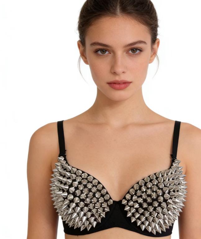 Панк-бюстгальтер со стразами для ночного клуба и выступлений по belly dance