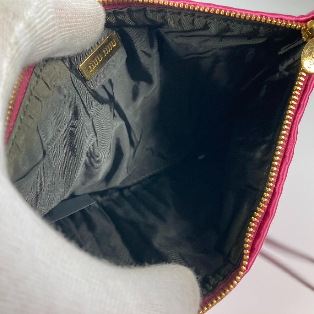 MIUMIU logo Pouch with bag strap Clutch bag Rayon / silk pink