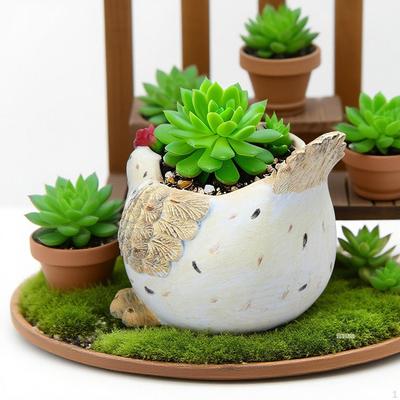 Статуэтка курицы Кашпо Курица Цветочный горшок Держатель для дома и офиса Скульптура животного Миниатюрная ваза Растение