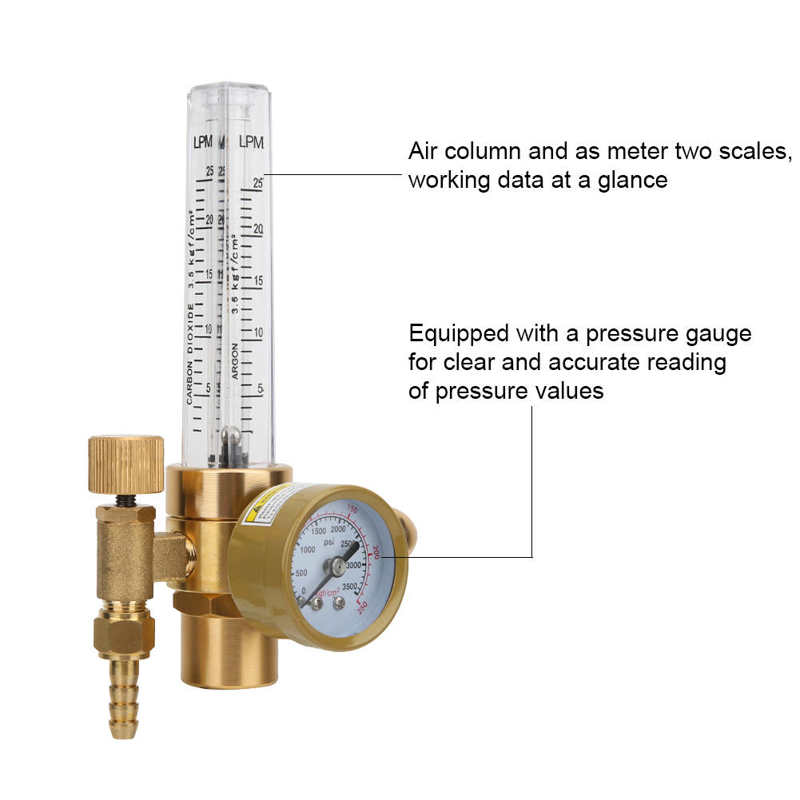 Все латунные аргоновые редукторы, расходомеры газа, регулятор давления для воздушной сварки, расходомер Tig G5/8, наружная резьба, разъем CGA580