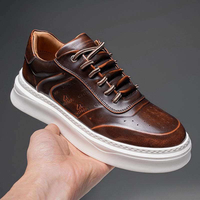 Extra Large Size Men's Shoes Spring 2025 New Trend Board Shoes British Style Color Polishing Casual Shoes Soft Sole White Shoes Men