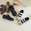 2024 Детские кожаные туфли для девочек, осень, новая мода и удобные корейские туфли на плоской подошве, нескользящие, повседневные, шикарные, универсальные