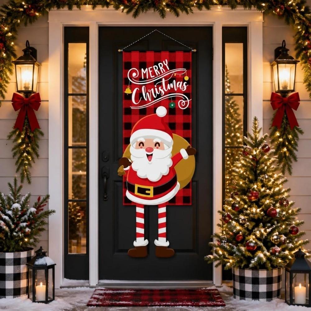 Santa Claus Christmas Hanging Flag Snowman Xmas Banner Christmas Decorations Party Supplies