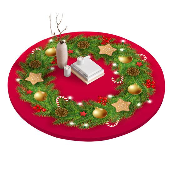 Fitted Christmas Round Tablecloth Holiday Snowflakes Table Cover with Elastic Edge Water-Resistant Christmas Tree Table Cover for Round Tables Dinner