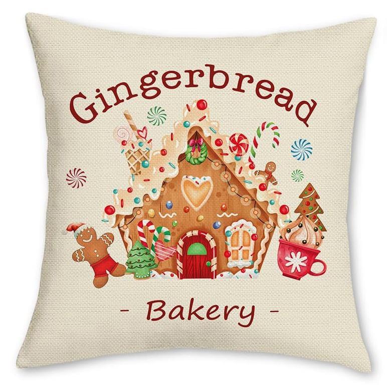 Christmas Pillowcase Cartoon Cookies Little Man Snowflake Christmas Tree Home Sofa Pillowcase
