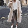Ladies' Casual Solid Color Plush Medium Long Coat Jacket