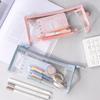 Transparent Pencil Case Large Capacity Cosmetic Bag With Zipper Stationery Waterproof Stationery Storage Pouch School Supplies