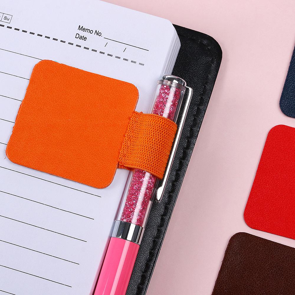 4PCS Useful Convenient Stationery Self-adhesive Pen Holder Leather Pen Clips Notebook Elastic Loop