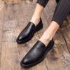 Fashion Fashionable Korean Version of New Block Carved Casual Leather Shoes Spring Men's Round Toe Comfortable Business Leather Shoes