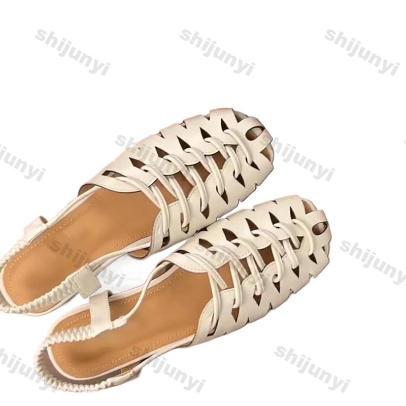 Women's Sandals 2025 New Weave Baotou Lightweight Comfortable Casual Shoes Hollow Breathable Fashion Luxury Square Toe Sandals