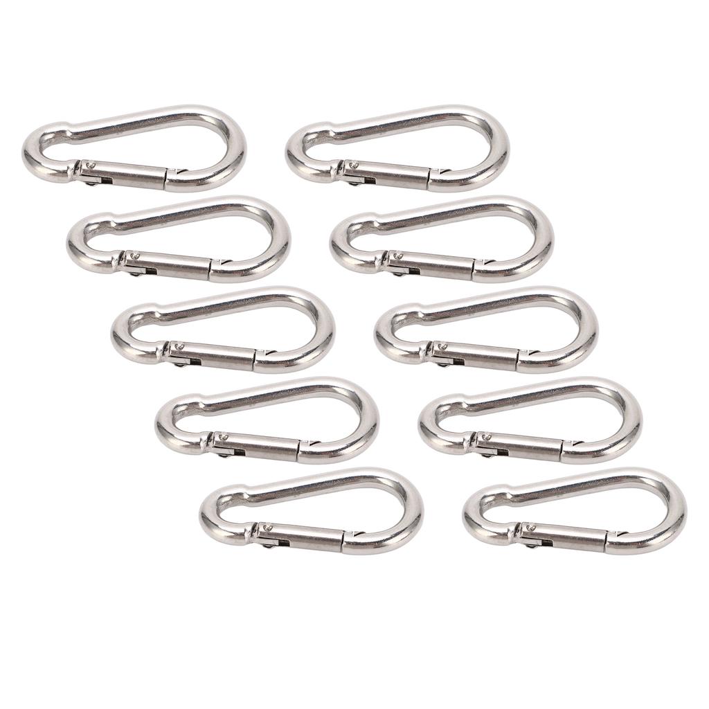 10Pcs Carabiner Clip Spring Snap Hook Heavy Duty Quick Link 304 Stainless Steel for Bird Feeders 4MM