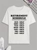Funny 'Retirement Schedule' Golfing Print T Shirt, Tees For Men, Casual Short Sl