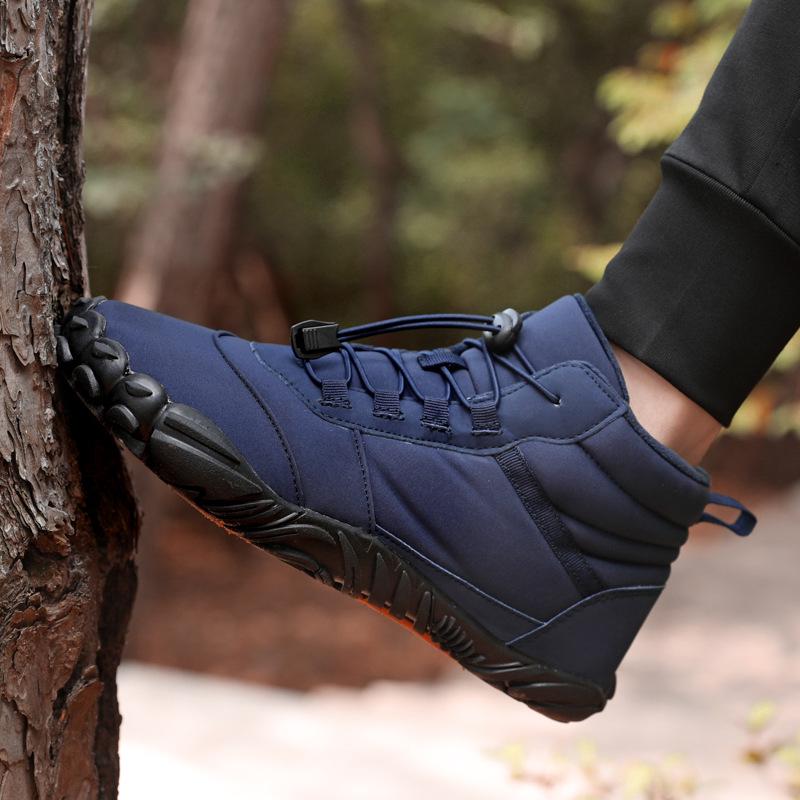 2024 Зимние водонепроницаемые высокие сноубутсы на флисовой подкладке - Теплая, дышащая повседневная хлопковая обувь для пар