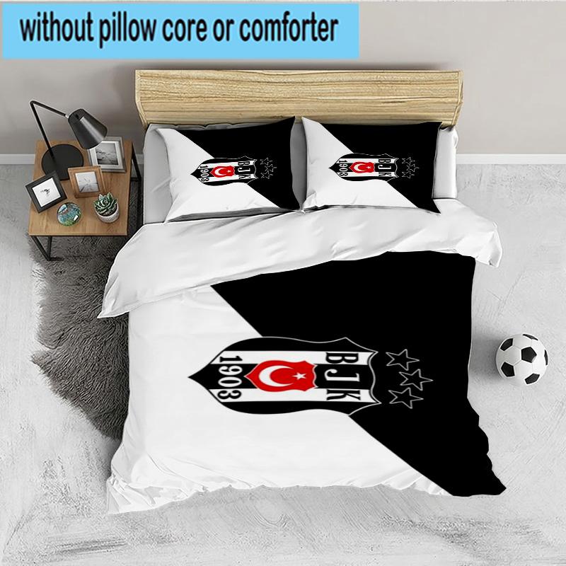 Besiktas Istanbul Football Club 3PCS Bedding set,Ideal for 1pc Duvet Cover And 2pcs Pillowcases Perfect for Fan gift,Ideal for Bedroom, Dormitory