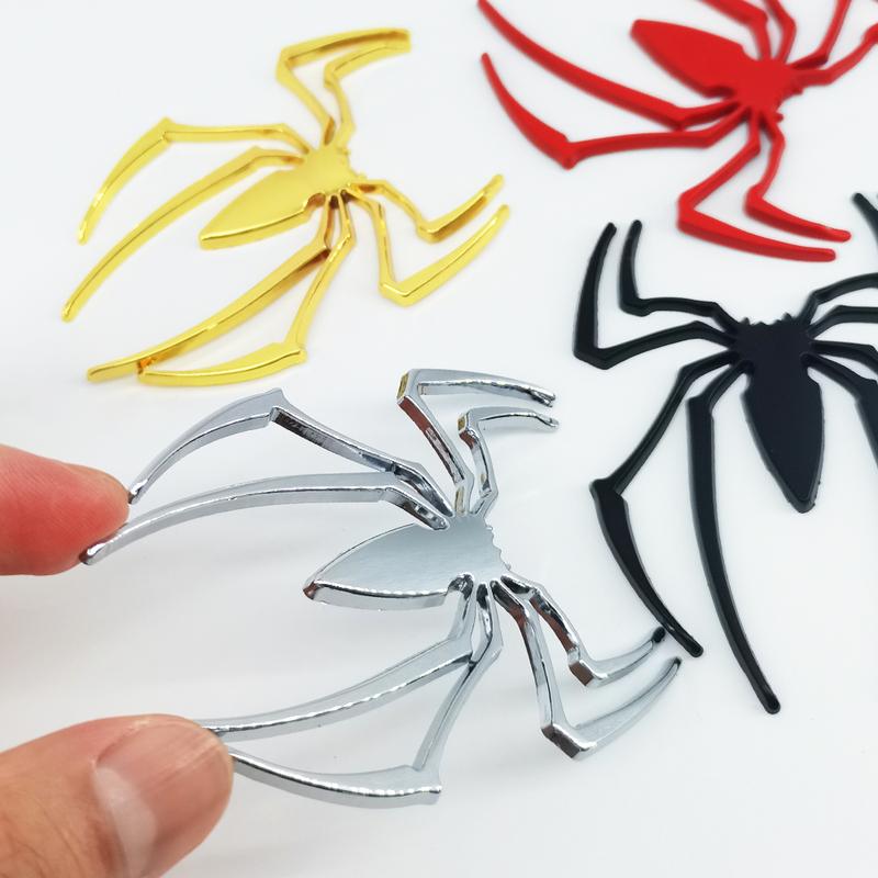 Universal 3D Metal Car Stickers Spider Logo Emblem Chrome Black Red Gold Badge Decal Auto Styling Sticker Exterior Accessories