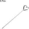 Uxcell Металлические шпажки для коктейлей из нержавеющей стали, 5 шт., 11,2 см, Металлические зубочистки для коктейлей, Шпажки для мартини, Шпажки для коктейлей в форме сердца, для напитков, закусок